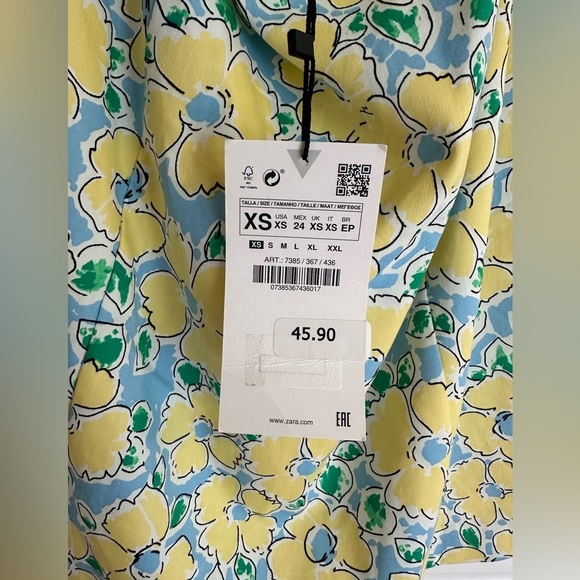 NWT ZARA Blue Yellow White Floral Cutout Backless Halter Mini Dress - Picture 7 of 7